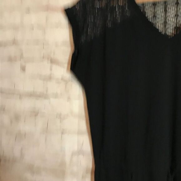 Talbots Dress Womens Medium Black Drawstring Mesh Lace Trim Pockets Stretch - Picture 5 of 15